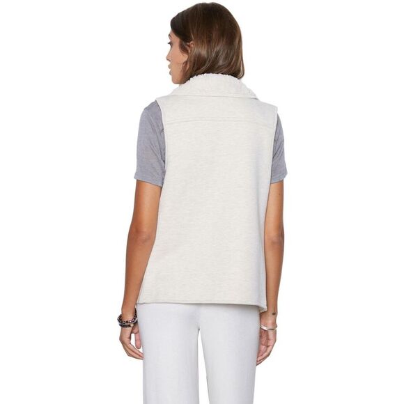 Tart Collections Dania Women's Faux Fur Lined Open Front Vest with Draped Lapel - Picture 4 of 6